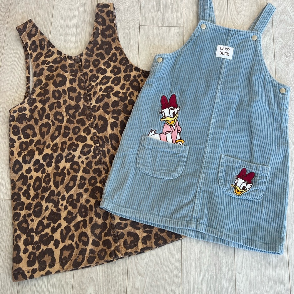 Disney Daisy Duck Blue and Brown Kids Leopard Denim Dresses 7